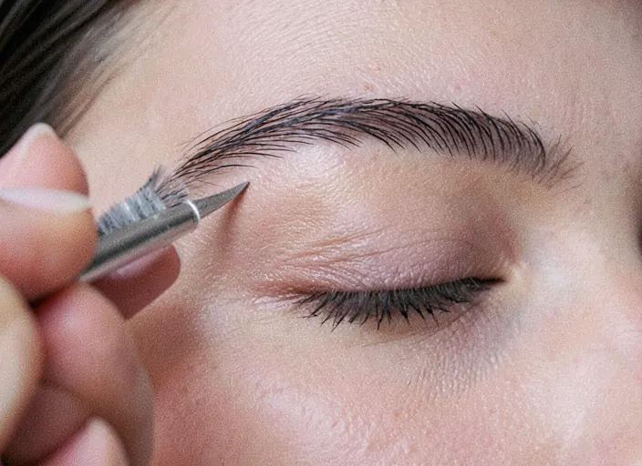 Diseño de cejas con pinza y cepillo